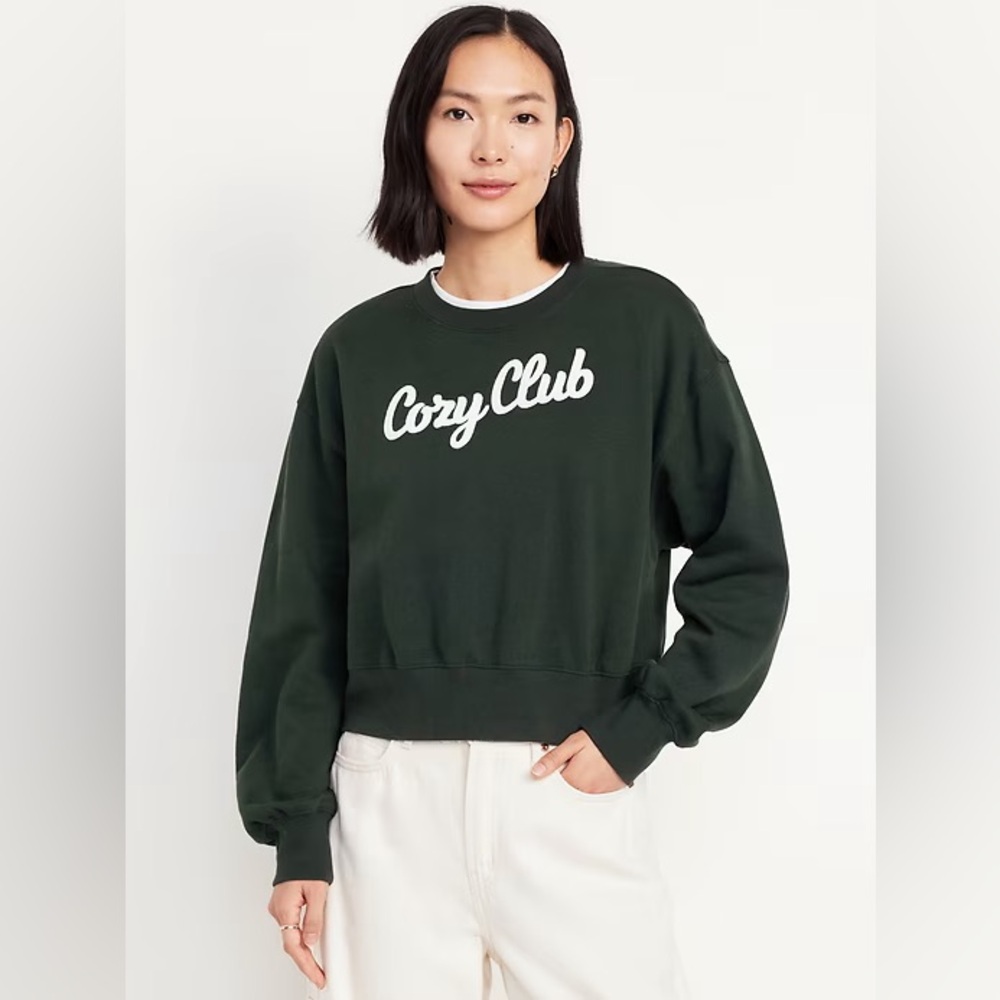 3/$15 Old Navy cozy club crop sweatshirt size medium